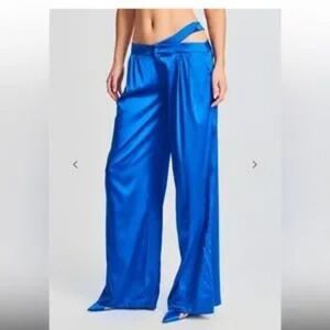 NWT The Zarri Silk Pant by SER.O.YA with Cut-Out Waist in Royal Blue, Size XS